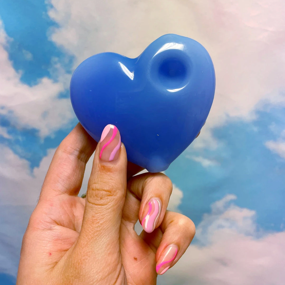 Burning Love Party Heart Pipe- Pastel Blue 4 Burning Love Party Heart Pipe- Pastel Blue