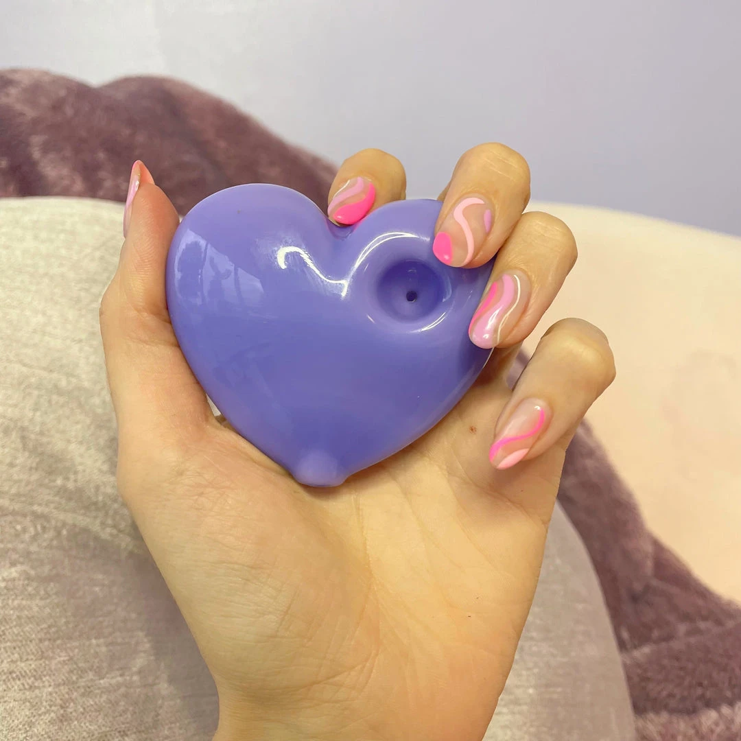 Burning Love Party Heart Pipe- Lavender Pipes 4 Burning Love Party Heart Pipe- Lavender Pipes