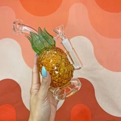 Burning Love Pineapple Water Pipe- Amber Glass Bongs