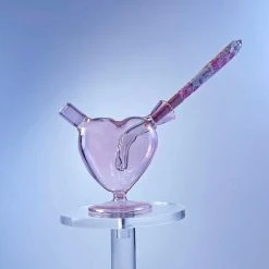 Burning Love Joint Accessories Mini Heart Bubbler- Pink