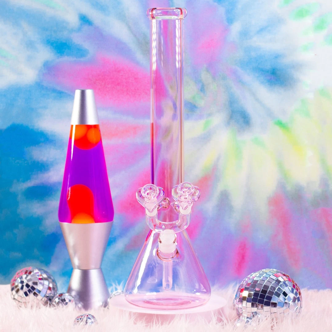 Burning Love 18" Twin Flame Bong- Pink 7 Burning Love 18" Twin Flame Bong- Pink