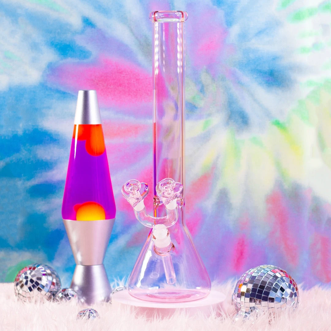 Burning Love 18" Twin Flame Bong- Pink 3 Burning Love 18" Twin Flame Bong- Pink