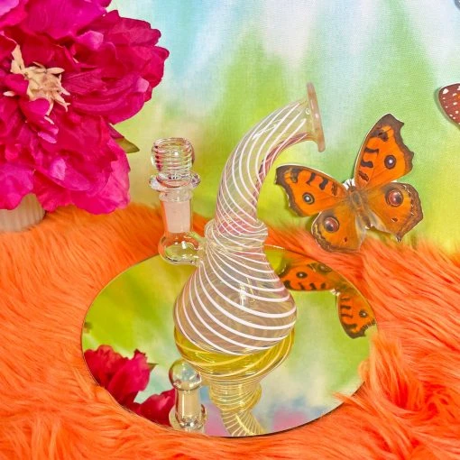 Burning Love Yellow Groovy Swirl Bong