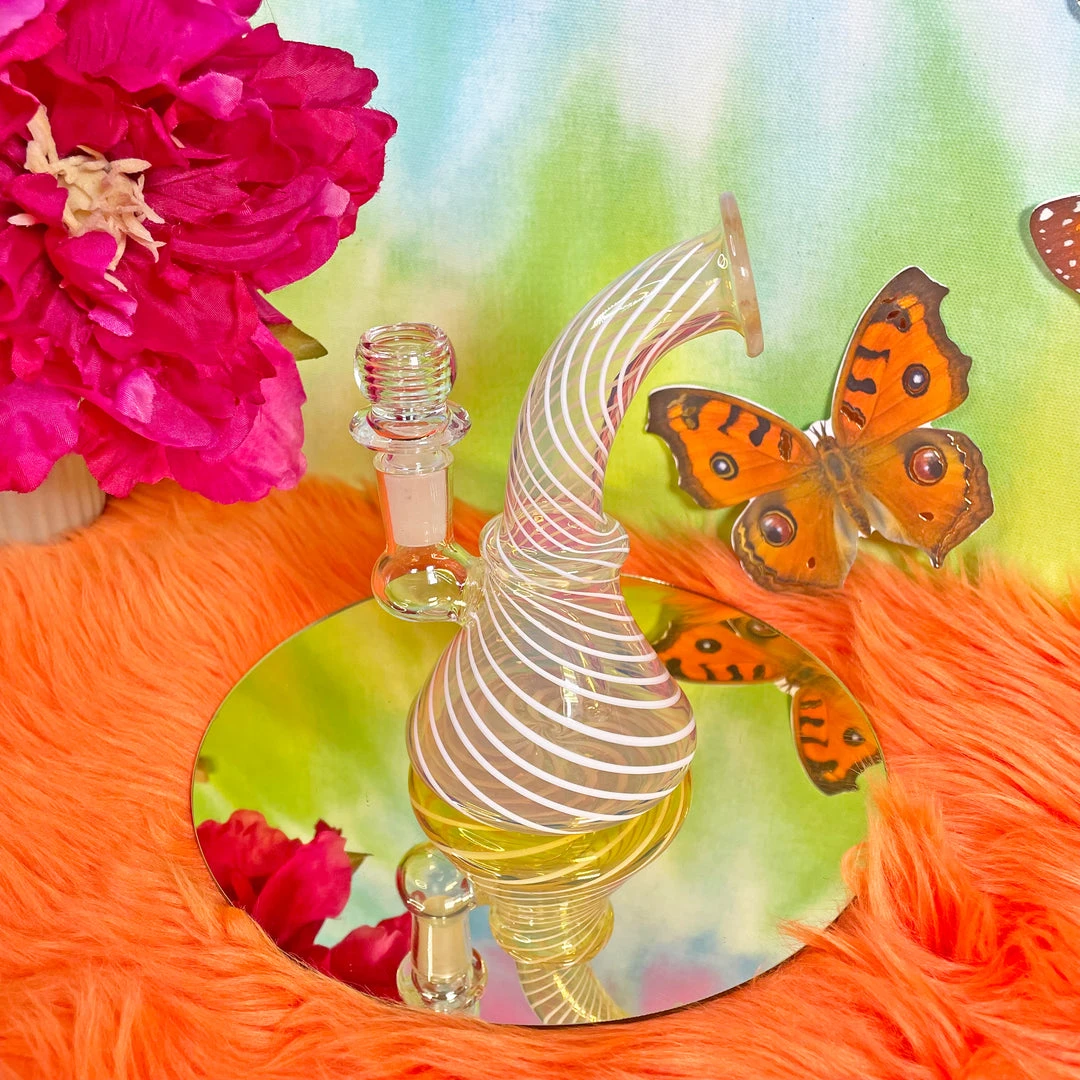 Burning Love Yellow Groovy Swirl Bong 3 Burning Love Yellow Groovy Swirl Bong