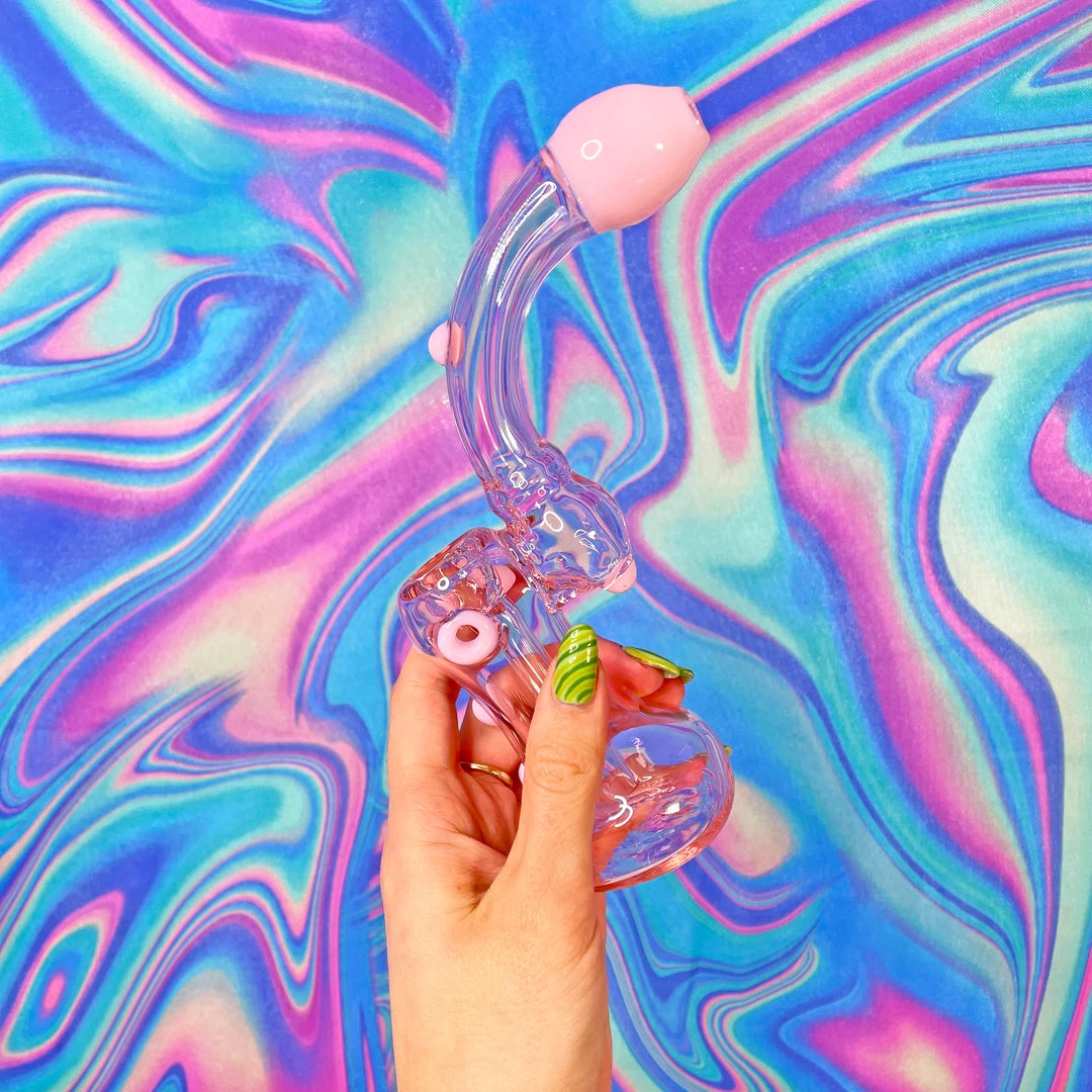 Shop Burning Love Pink Powerpuff Bubbler Pipes 9 Shop Burning Love Pink Powerpuff Bubbler Pipes