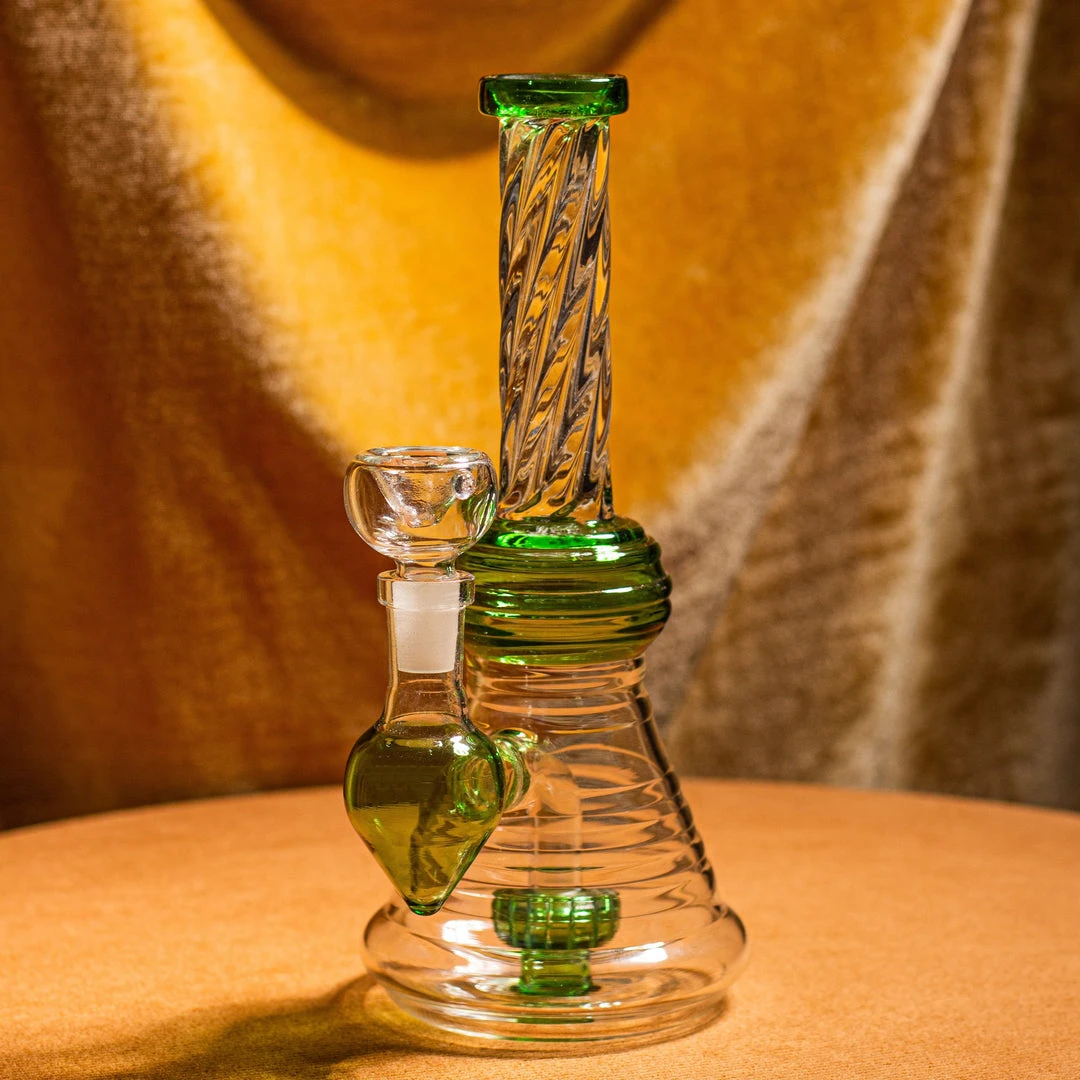Burning Love Bongs Twirl Water Pipe- Green 4 Burning Love Bongs Twirl Water Pipe- Green
