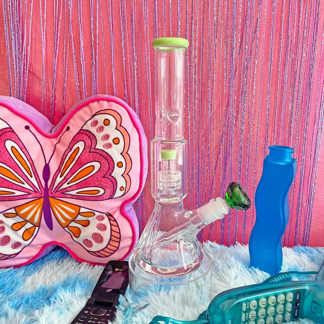 Burning Love Bongs Material Girl Water Pipe- Green 3 Burning Love Bongs Material Girl Water Pipe- Green