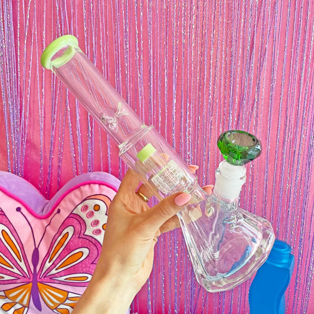Burning Love Bongs Material Girl Water Pipe- Green 4 Burning Love Bongs Material Girl Water Pipe- Green