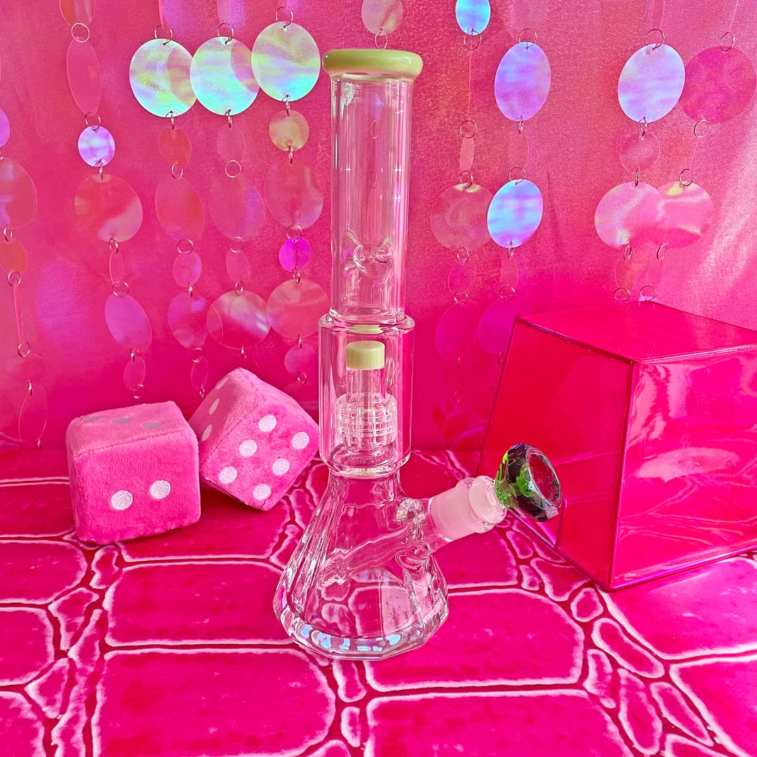 Burning Love Bongs Material Girl Water Pipe- Green 7 Burning Love Bongs Material Girl Water Pipe- Green