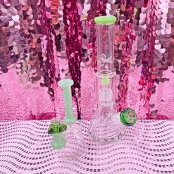 Burning Love Bongs Material Girl Water Pipe- Green 16 Burning Love Bongs Material Girl Water Pipe- Green