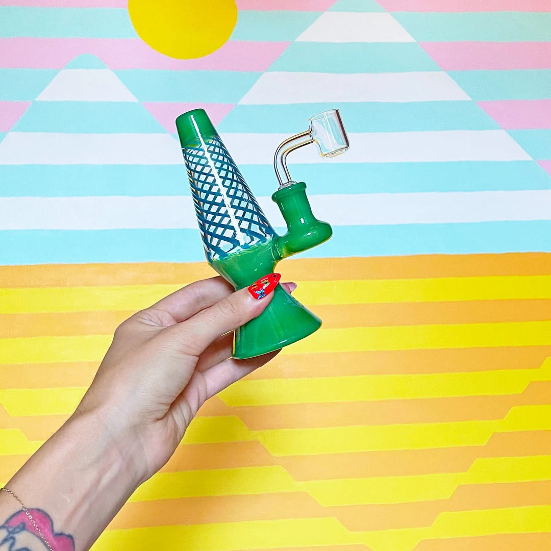 Burning Love Lava Lamp Rig- Jade/blue Bongs 5 Burning Love Lava Lamp Rig- Jade/blue Bongs