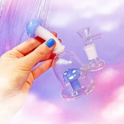 Burning Love Pipes Micro Mushroom Water Pipe- Periwinkle 13 Burning Love Pipes Micro Mushroom Water Pipe- Periwinkle