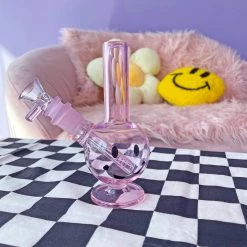 Burning Love Smiley Mini Bong- Pink Bongs