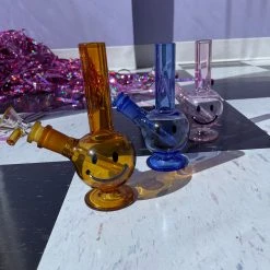 Burning Love Smiley Mini Bong- Amber