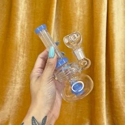 Burning Love Mini Fluted Water Pipe- Jade Blue Pipes