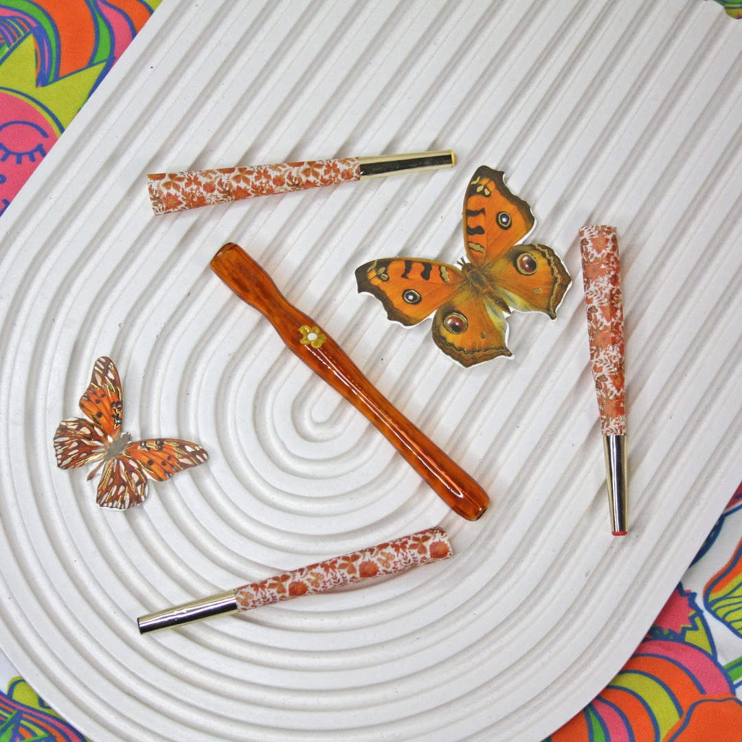 Shop Burning Love Joint Holder/Extender- Amber Flower 4.75" Joint Accessories 7 Shop Burning Love Joint Holder/Extender- Amber Flower 4.75" Joint Accessories