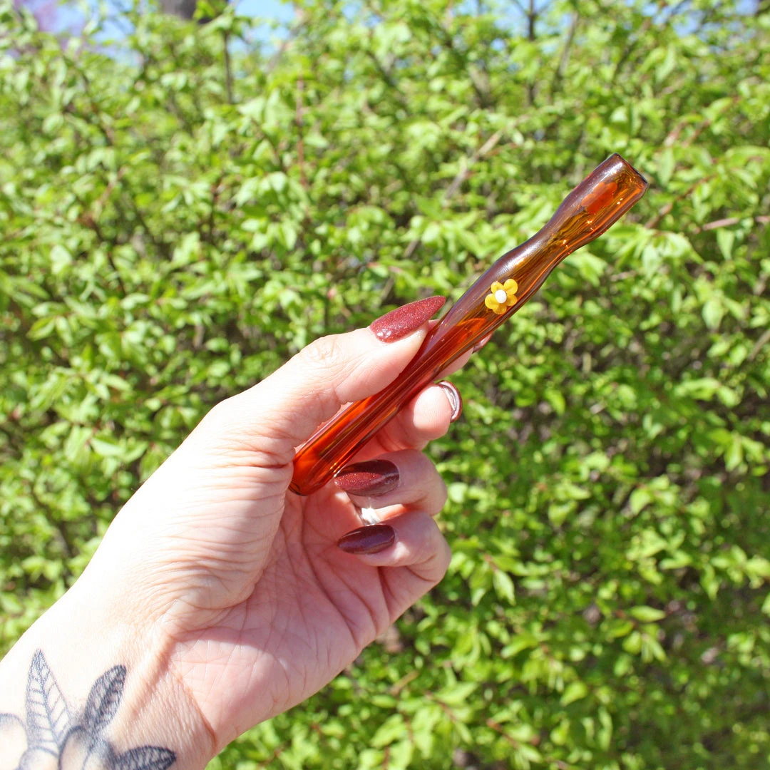 Shop Burning Love Joint Holder/Extender- Amber Flower 4.75" Joint Accessories 4 Shop Burning Love Joint Holder/Extender- Amber Flower 4.75" Joint Accessories