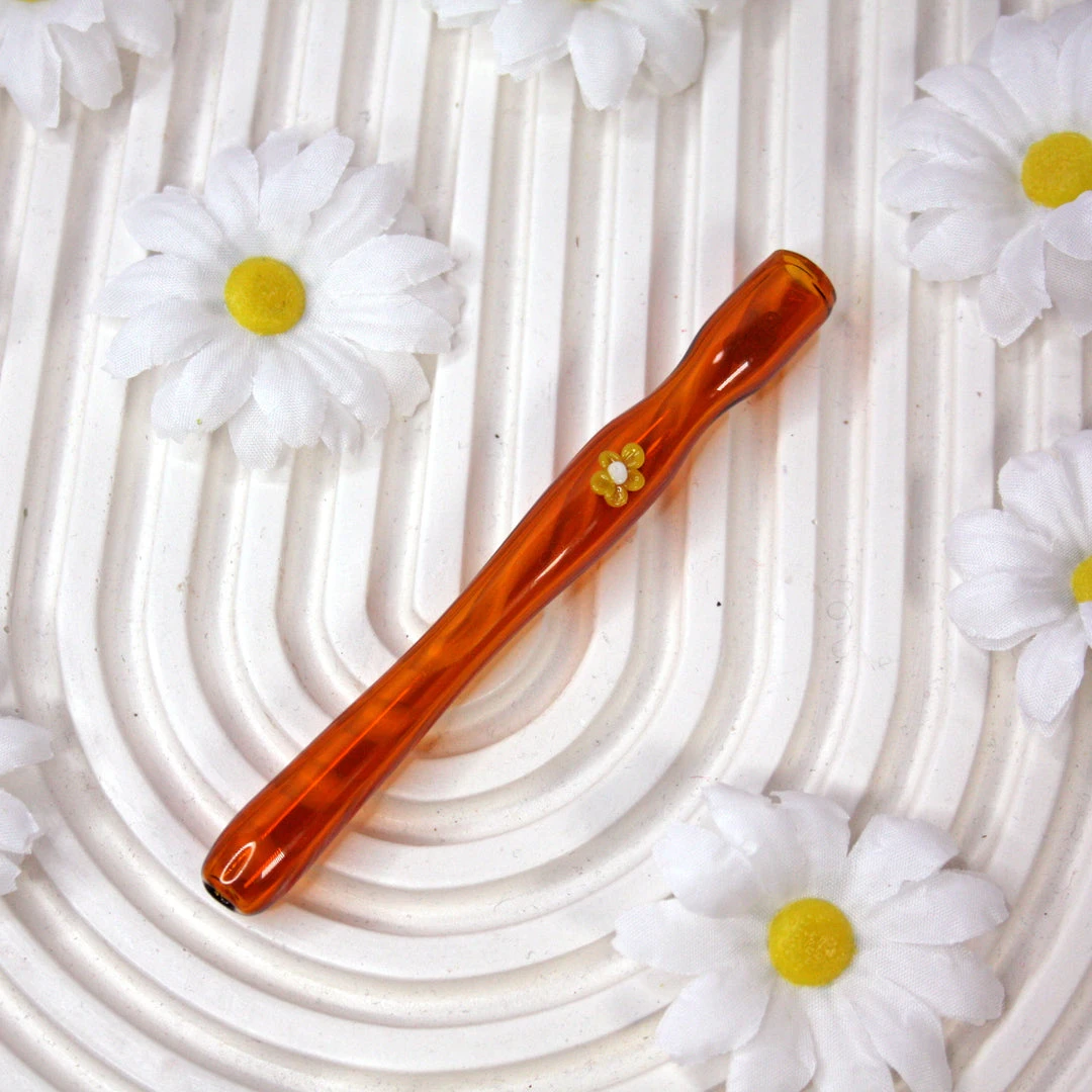 Shop Burning Love Joint Holder/Extender- Amber Flower 4.75" Joint Accessories 3 Shop Burning Love Joint Holder/Extender- Amber Flower 4.75" Joint Accessories