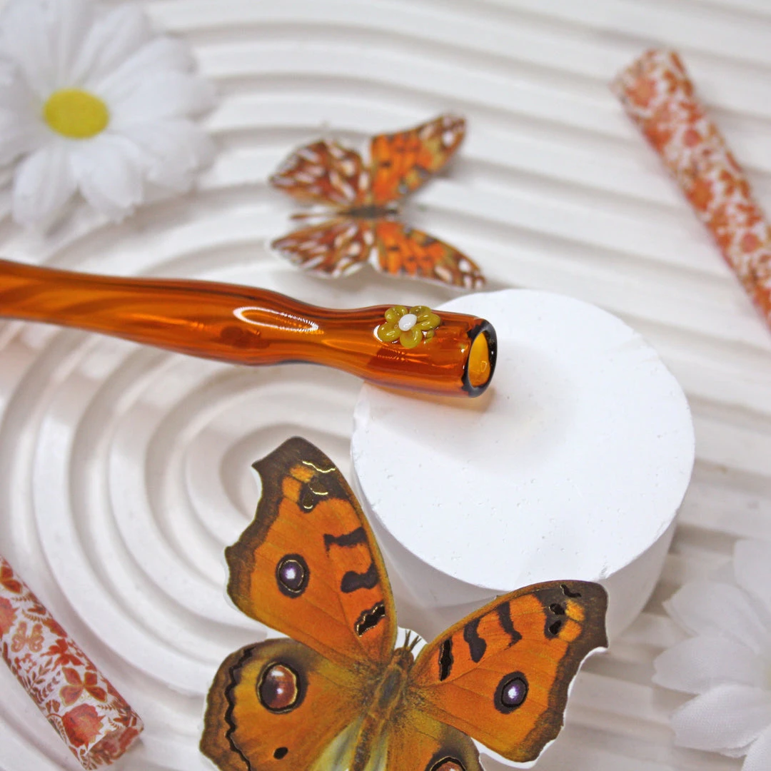 Shop Burning Love Joint Holder/Extender- Amber Flower 4.75" Joint Accessories 5 Shop Burning Love Joint Holder/Extender- Amber Flower 4.75" Joint Accessories
