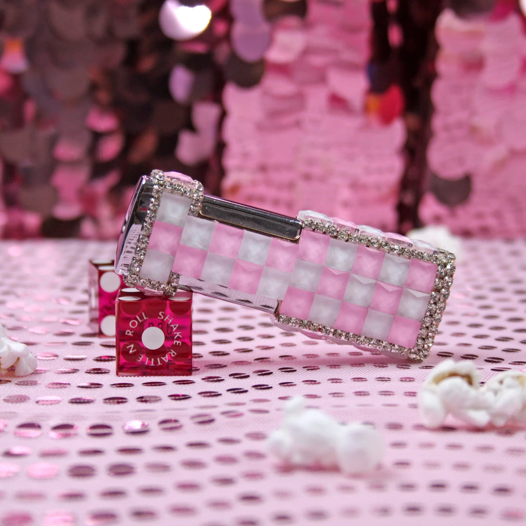Burning Love Fancy Flame Lighter- Pink/white Checker Lighters 5 Burning Love Fancy Flame Lighter- Pink/white Checker Lighters