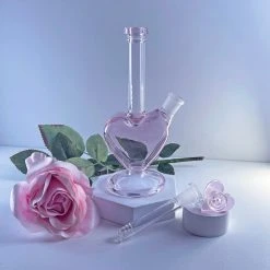 Burning Love Heart Water Pipe- Pink