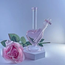 Burning Love Heart Water Pipe- Pink