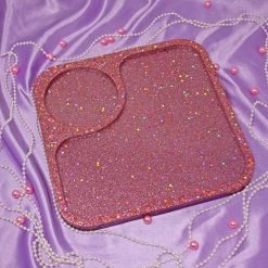 Shop Burning Love Pink Glitter Resin Rolling Tray