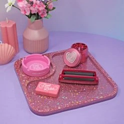 Shop Burning Love Pink Glitter Resin Rolling Tray 11 Shop Burning Love Pink Glitter Resin Rolling Tray