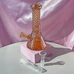Burning Love Crystal Water Pipe- Rose Gold Iridescent