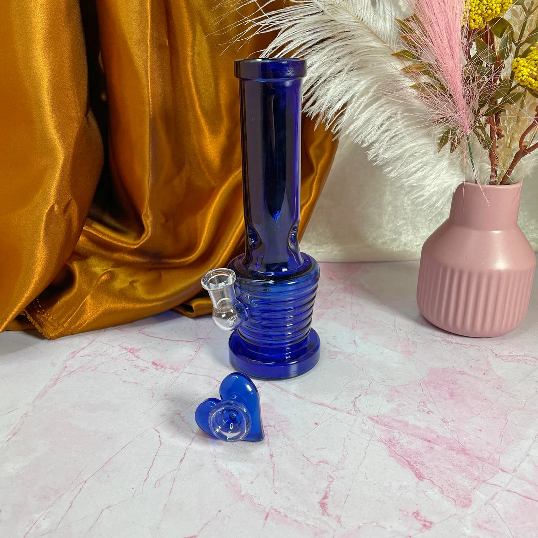 Burning Love Blue Groovy Heart Bong Bongs 4 Burning Love Blue Groovy Heart Bong Bongs
