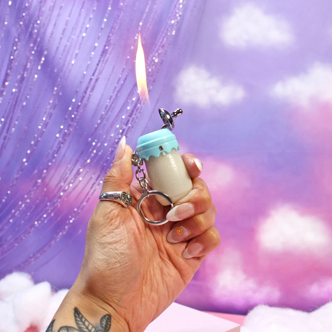 Burning Love Baby Bottle Keychain Lighter- Blue Lighters 4 Burning Love Baby Bottle Keychain Lighter- Blue Lighters