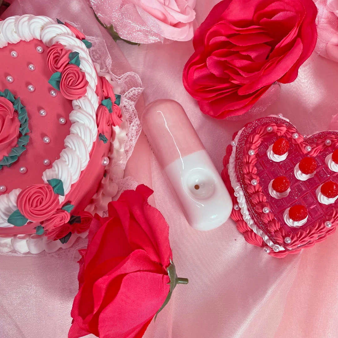 Burning Love Chill Pill Pipe- Light Pink Pipes 8 Burning Love Chill Pill Pipe- Light Pink Pipes