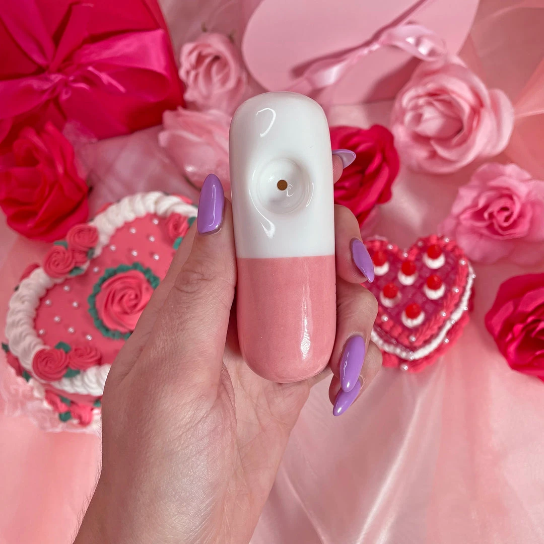 Burning Love Chill Pill Pipe- Pink 3 Burning Love Chill Pill Pipe- Pink