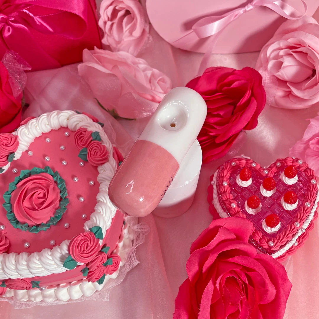 Burning Love Chill Pill Pipe- Pink 9 Burning Love Chill Pill Pipe- Pink