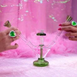 Burning Love Lovebirds Water Pipe- Green Bongs