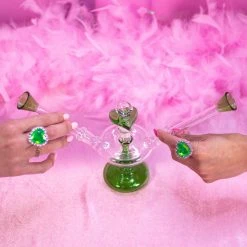 Burning Love Lovebirds Water Pipe- Green Bongs