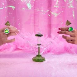 Burning Love Lovebirds Water Pipe- Green Bongs