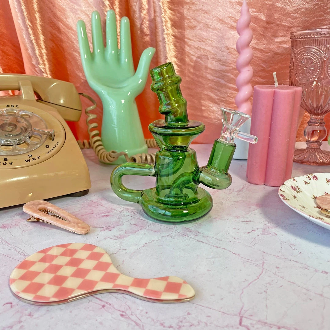 Burning Love Bongs Little Gem Recycler- Green 4 Burning Love Bongs Little Gem Recycler- Green