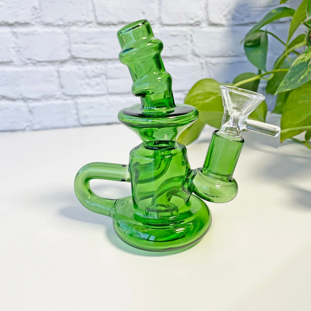 Burning Love Bongs Little Gem Recycler- Green 3 Burning Love Bongs Little Gem Recycler- Green