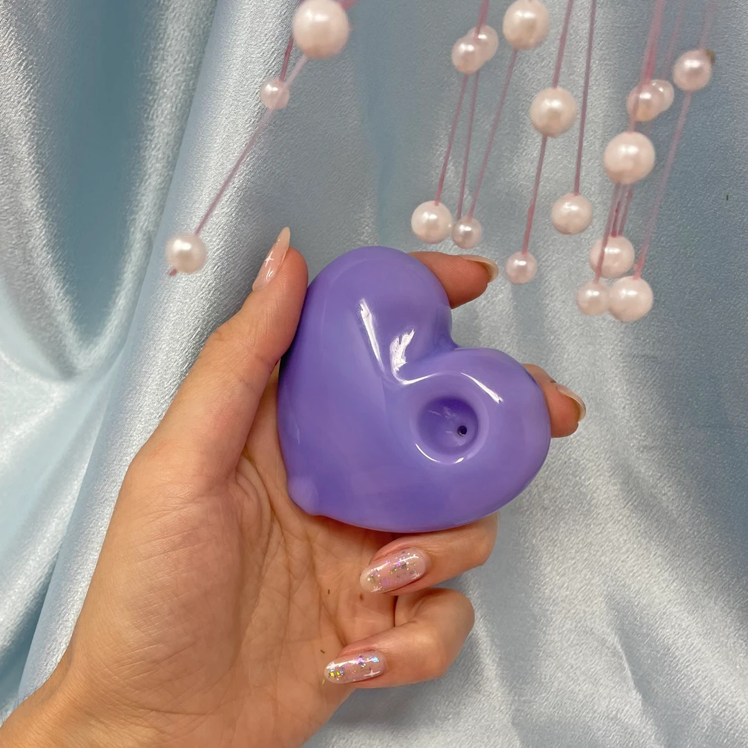 Burning Love Party Heart Pipe- Lavender Pipes 5 Burning Love Party Heart Pipe- Lavender Pipes