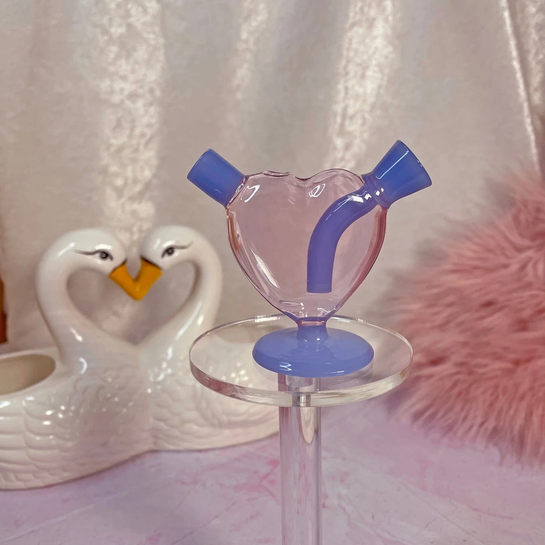 Burning Love Mini Heart Bubbler- Pink And Purple 4 Burning Love Mini Heart Bubbler- Pink And Purple