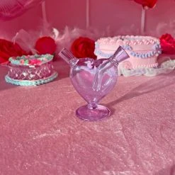 Burning Love Joint Accessories Mini Heart Bubbler- Lavender
