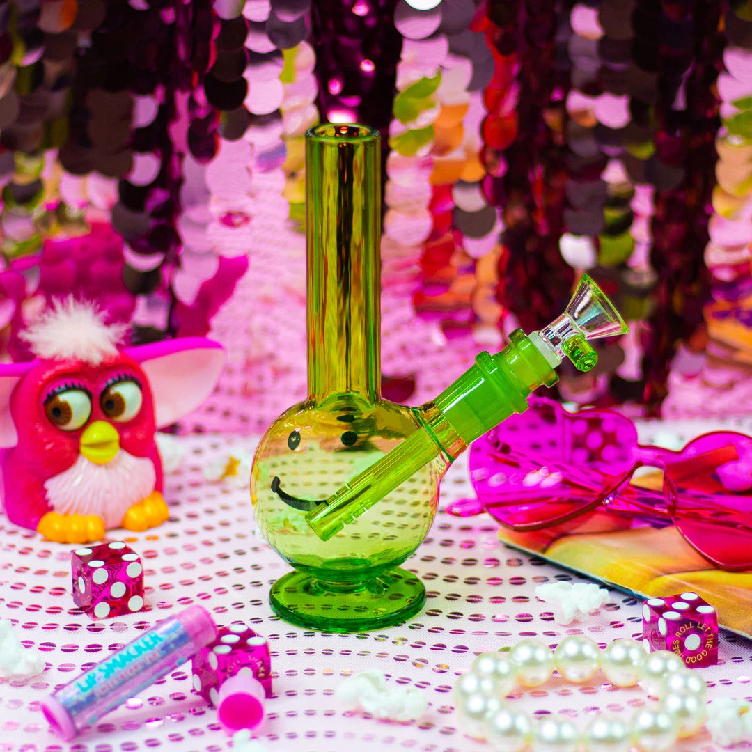 Burning Love Bongs Smiley Mini Bong- Slime Green 4 Burning Love Bongs Smiley Mini Bong- Slime Green