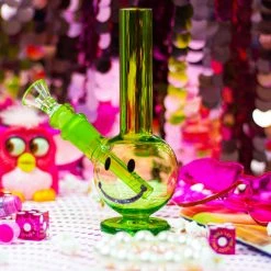 Burning Love Bongs Smiley Mini Bong- Slime Green 10 Burning Love Bongs Smiley Mini Bong- Slime Green