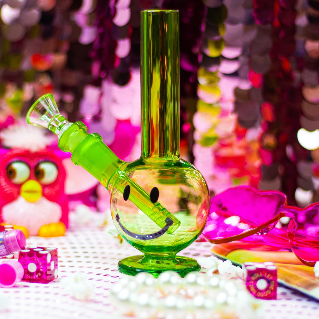 Burning Love Bongs Smiley Mini Bong- Slime Green 6 Burning Love Bongs Smiley Mini Bong- Slime Green