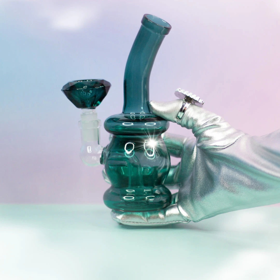 Burning Love Diamond In The Rough Water Pipe- Teal 3 Burning Love Diamond In The Rough Water Pipe- Teal