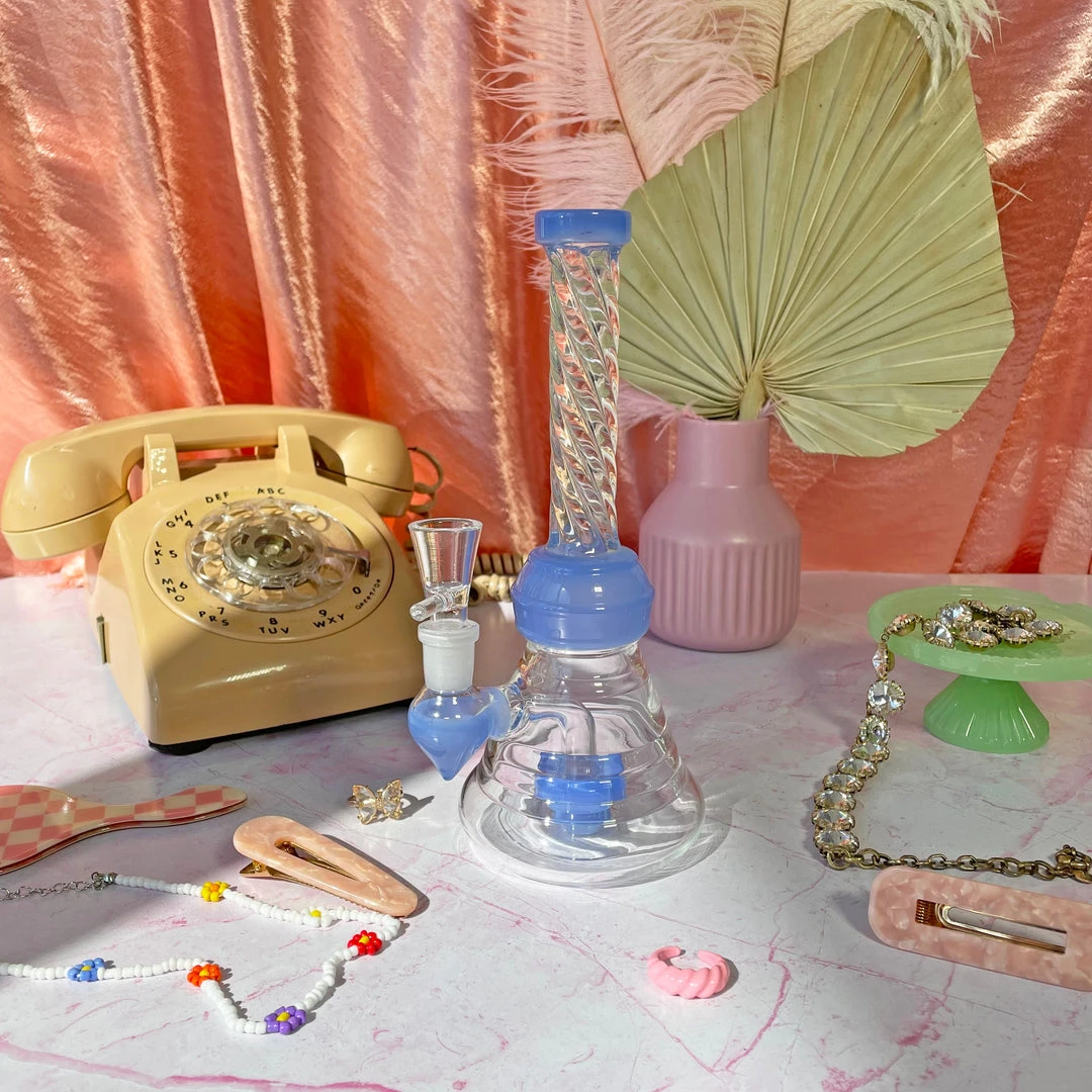 Burning Love Twirl Water Pipe- Jade Blue Bongs 3 Burning Love Twirl Water Pipe- Jade Blue Bongs