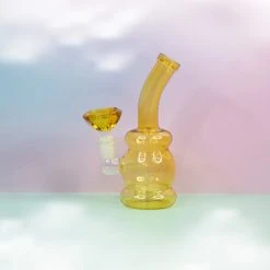 Burning Love Diamond In The Rough Water Pipe- Amber Bongs